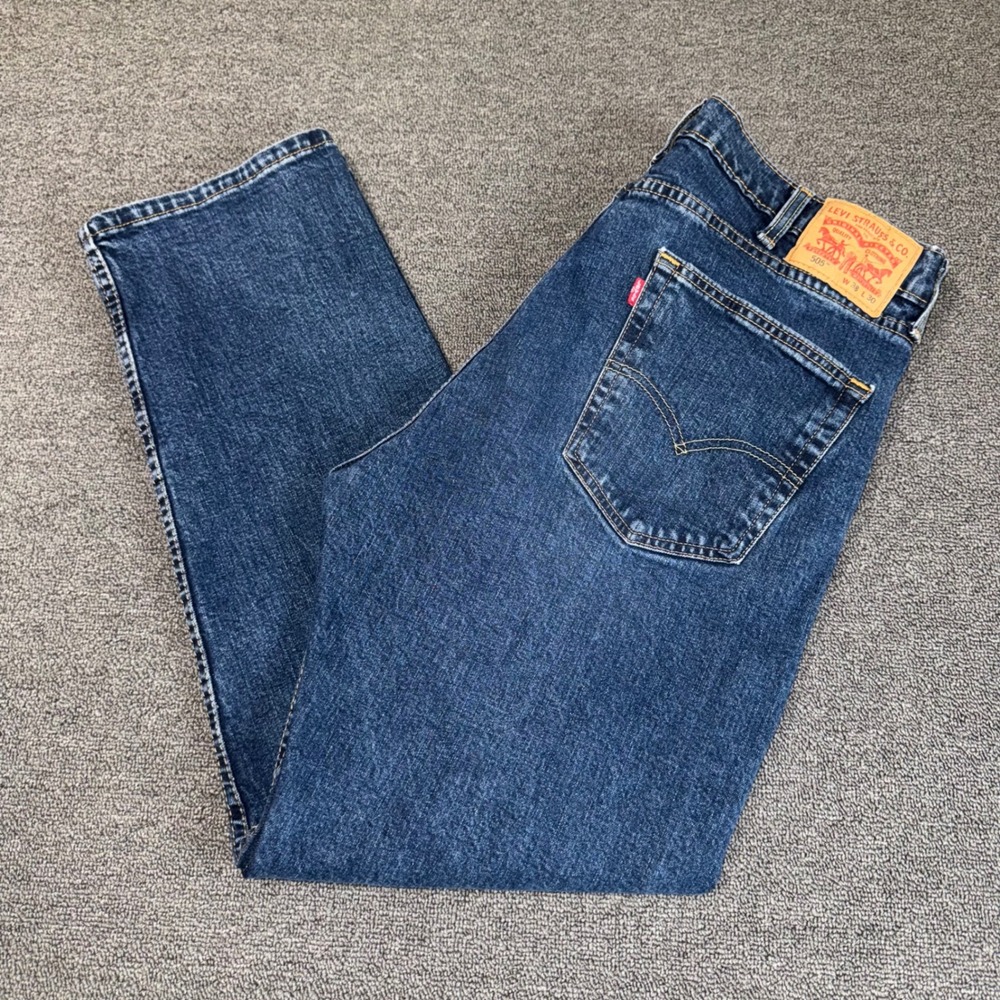 Levis 505 Regular Fit Jeans Men's 38x30 Dark Wash Straight Leg Denim Casual Wear
